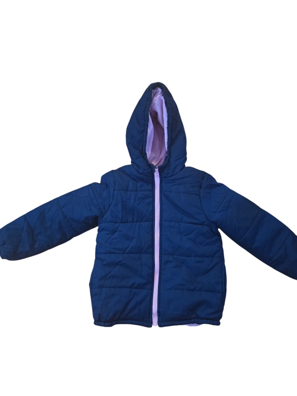 Carter's Navy Hooded Puffer Jacket with Light Pink Trim